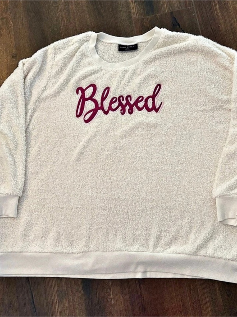 Lane Bryant Blessed Graphic Sweatshirt Plush Crewneck White 2X/22/24